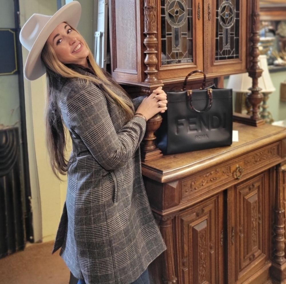 Beautiful Nine West Women's Black and White Hounds Tooth Plaid Wool Coat